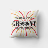 Groovy新年のお祝い – カスタマイズ可能なデザイン クッション (正面)