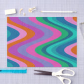 Groovy曲線カラフル線のユニークレトロ 薄葉紙 (クラフト)