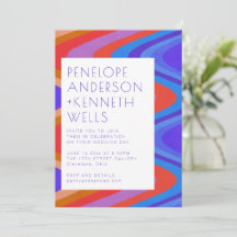 Groovy曲線ラインユニークレトロブルーレ結婚ッド