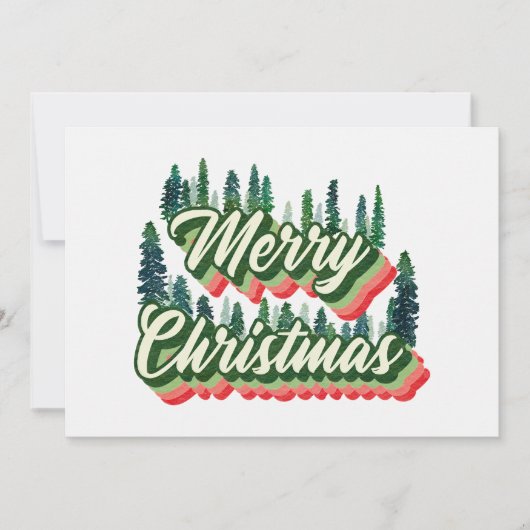 Groovy松の木の風景レトロ写真クリスマス シーズンカード (正面)