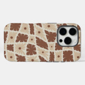 Groovy波形60sトリップ(幻覚体験)のようなフラワーチェック中性茶 Case-Mate iPhoneケース (裏面 (横))