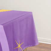 Groovy波状ストライプ抽象芸術紫イエロー春 テーブルクロス (インサイチュ)