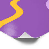 Groovy波状ストライプ抽象芸術紫イエロー春 ポスター (コーナー)