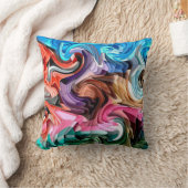 Groovy流体カラフルパッチワーク抽象芸術モザイク クッション (ブランケット)