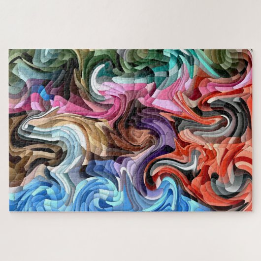 Groovy流体カラフルパッチワーク抽象芸術モザイク ジグソーパズル (横)