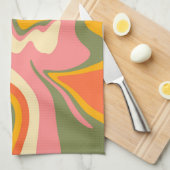 Groovy液状大理石レトロ60sヴィンテージパーティー キッチンタオル (四つ折り)