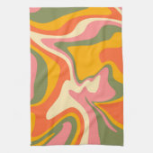 Groovy液状大理石レトロ60sヴィンテージパーティー キッチンタオル (縦)