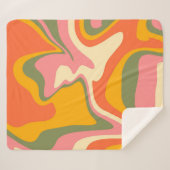 Groovy液状大理石レトロ60sヴィンテージパーティー シェルパブランケット (正面(横))