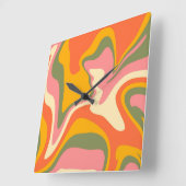 Groovy液状大理石レトロ60sヴィンテージパーティー スクエア壁時計 (傾斜)