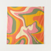 Groovy液状大理石レトロ60sヴィンテージパーティー タペストリー (正面(横))