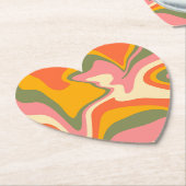 Groovy液状大理石レトロ60sヴィンテージパーティー ペーパーコースター (アングル)