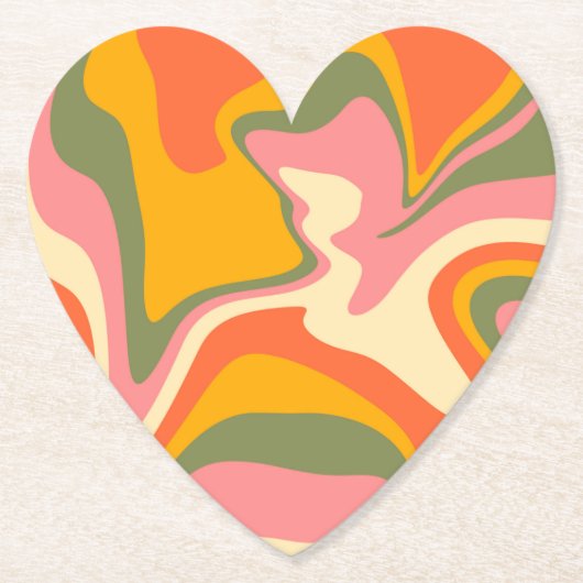 Groovy液状大理石レトロ60sヴィンテージパーティー ペーパーコースター (正面)