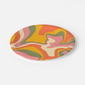 Groovy液状大理石レトロ60sヴィンテージパーティー ペーパープレート (アングル)