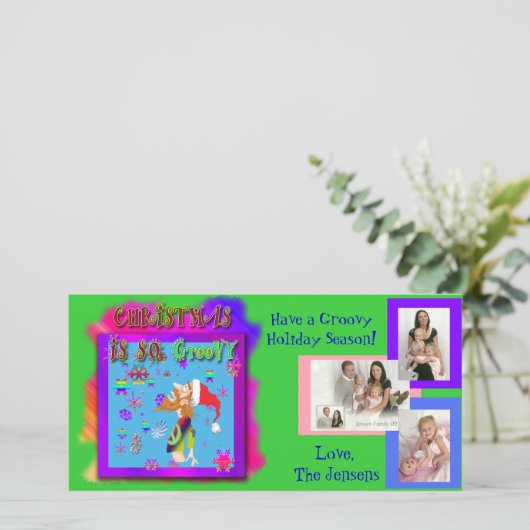 Groovy漫画でカスタマイズ可能なフォトポストカード シーズンカード (スタンド正面)