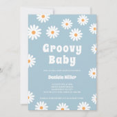 Groovy男の赤ちゃんデイジー70sレトロベビーシャワー 招待状 (正面)