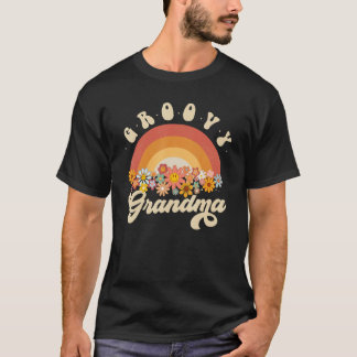 Groovy祖母レトロレインボーカラフルフラワー1 Tシャツ