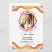 Groovy祝レトロの卒業招待状あり 招待状 (正面/裏面)