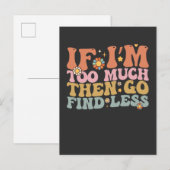 Groovy私はもしあまりにも多い後、行く少ないレトロを見つける インビテーションポストカード (正面/裏面)