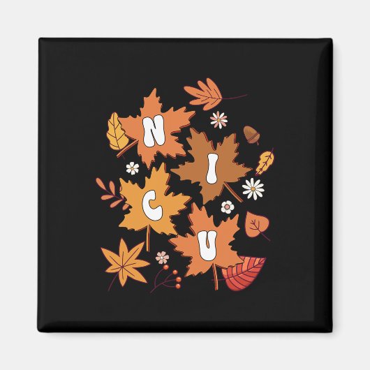 Groovy秋のNICUナースメープルリーフ秋ビーブダイ マグネット (正面)