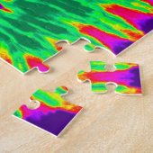 Groovy紫と緑の絞り染めスパイラル ジグソーパズル (側面)