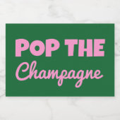 Groovy緑はっきりしたピンク赤の花嫁の提案 スパークリングワインラベル (シングルラベル)