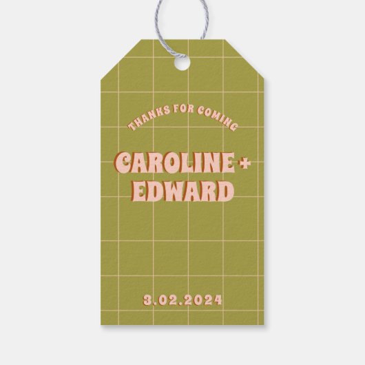 Groovy緑はっきりしたピンク赤ファンキー ギフトタグ (裏面)