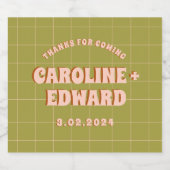 Groovy緑はっきりしたピンク赤ファンキー スパークリングワインラベル (シングルラベル)