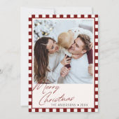 Groovy編集可能市松模様にカラークリスマスフォト シーズンカード (正面)