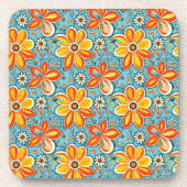 Groovy花とヴィンテージVibes コースター (正面)