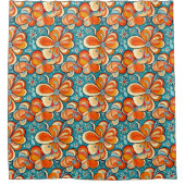 Groovy花とヴィンテージVibes シャワーカーテン (正面)