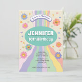Groovy花の誕生日の招待 招待状 (スタンド正面)