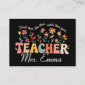 Groovy花パーソナライズされた先生カスタムギフト 名刺 (正面)