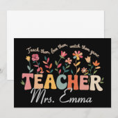 Groovy花パーソナライズされた先生カスタムギフト 招待状 (正面/裏面)