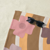 Groovy花模様レインボーブラウン名ビーチタオル ビーチタオル (インサイチュ)