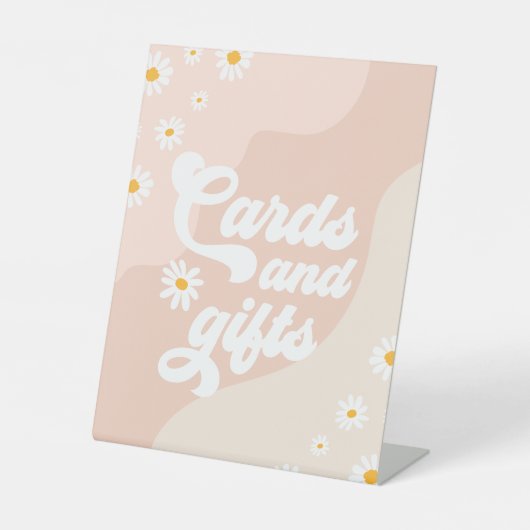 Groovy誕生日パーティーボホデイジー装飾テーブル 台座サイン (正面)