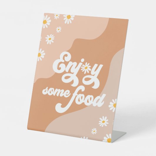 Groovy誕生日パーティーボホデイジー装飾テーブル 台座サイン (正面)