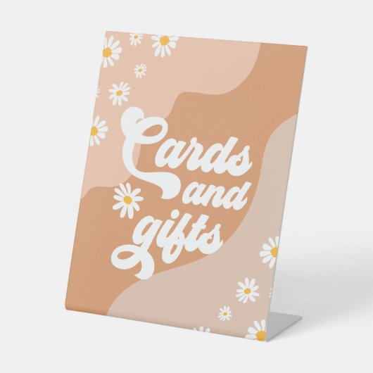 Groovy誕生日パーティーボホデイジー装飾テーブル 台座サイン (正面)