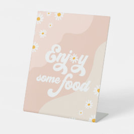 Groovy誕生日パーティーボホデイジー装飾テーブル 台座サイン