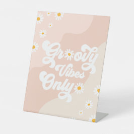 Groovy誕生日パーティーボホデイジー装飾テーブル 台座サイン