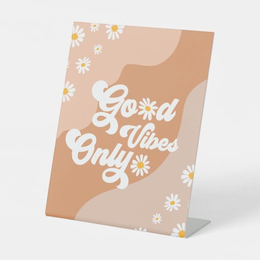 Groovy誕生日パーティーボホデイジー装飾テーブル 台座サイン (正面)