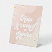 Groovy誕生日パーティーボホデイジー装飾テーブル 台座サイン (正面)