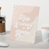 Groovy誕生日パーティーボホデイジー装飾テーブル 台座サイン (インサイチュ)