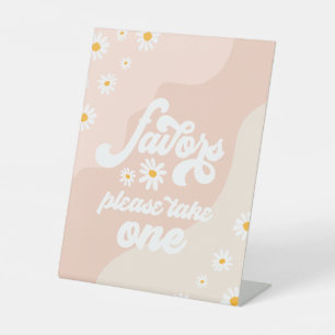 Groovy誕生日パーティーボホデイジー装飾テーブル 台座サイン