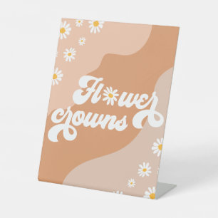 Groovy誕生日パーティーボホデイジー装飾テーブル 台座サイン