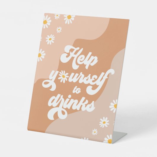 Groovy誕生日パーティーボホデイジー装飾テーブル 台座サイン (正面)