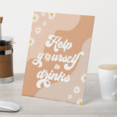 Groovy誕生日パーティーボホデイジー装飾テーブル 台座サイン (インサイチュ)