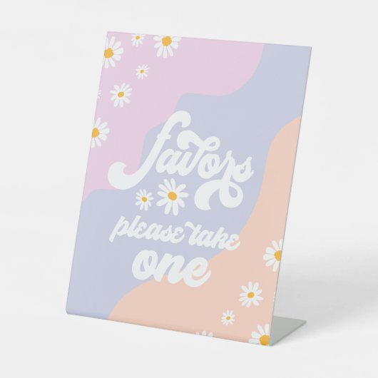 Groovy誕生日パーティーボホデイジー装飾テーブル 台座サイン (正面)