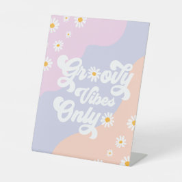 Groovy誕生日パーティーボホデイジー装飾テーブル 台座サイン