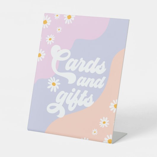 Groovy誕生日パーティーボホデイジー装飾テーブル 台座サイン (正面)