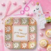 Groovy誕生日レトロヒッピー60s 70sデイジー花 ペーパープレート (パーティー)